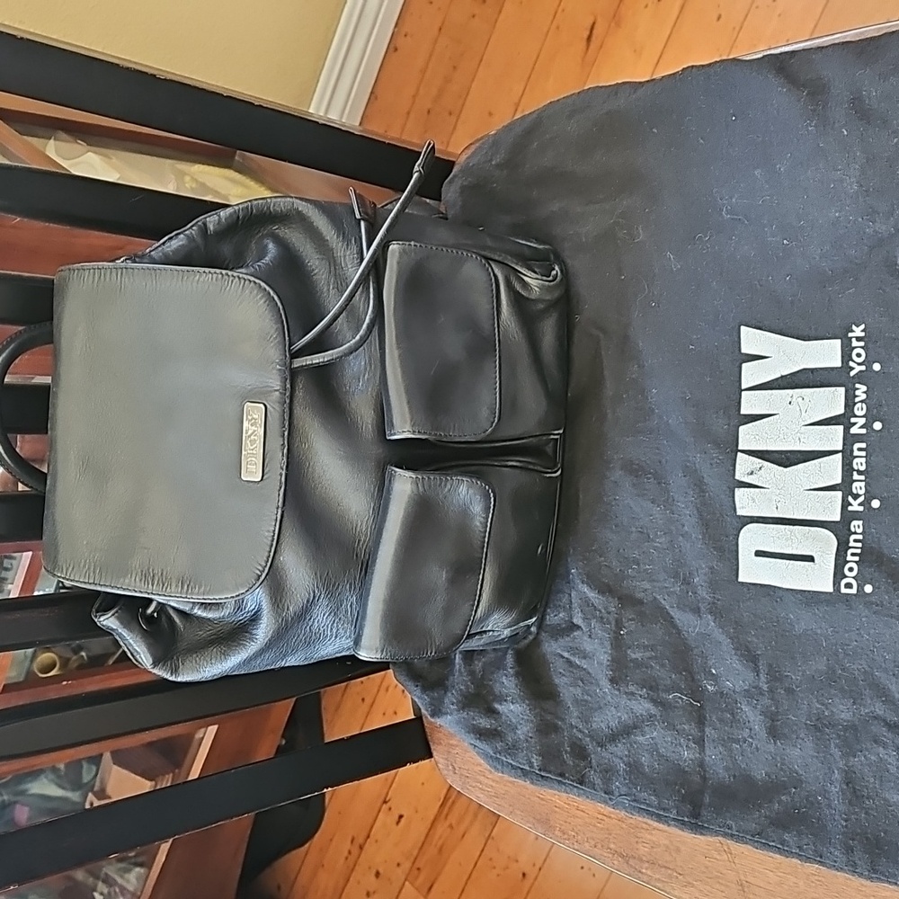 DKNY leather backpack black
